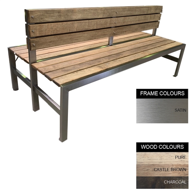 SW slimline bench, similar to bench, wood bench, outdoor bench from badec bros.