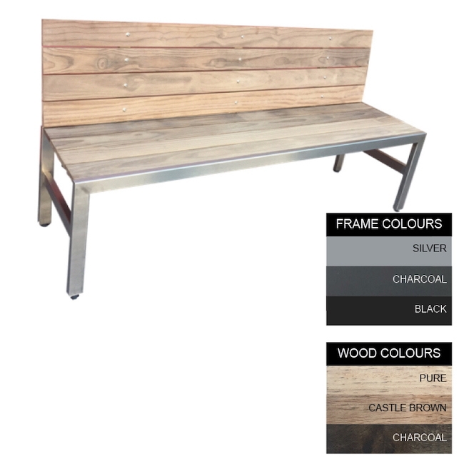 SW slimline bench, similar to bench, wood bench, outdoor bench from wilson stone.
