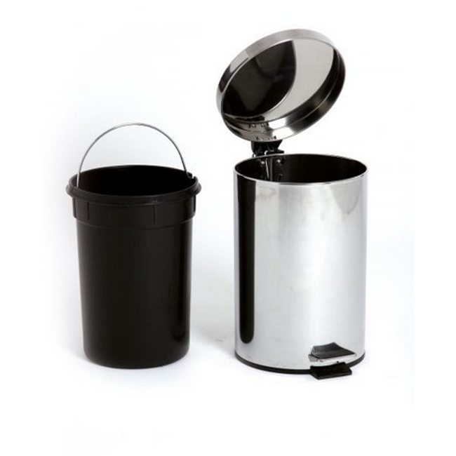 SW pedal bin, similar to metal bin, pedal bin, foot operated bin from restaurant store.