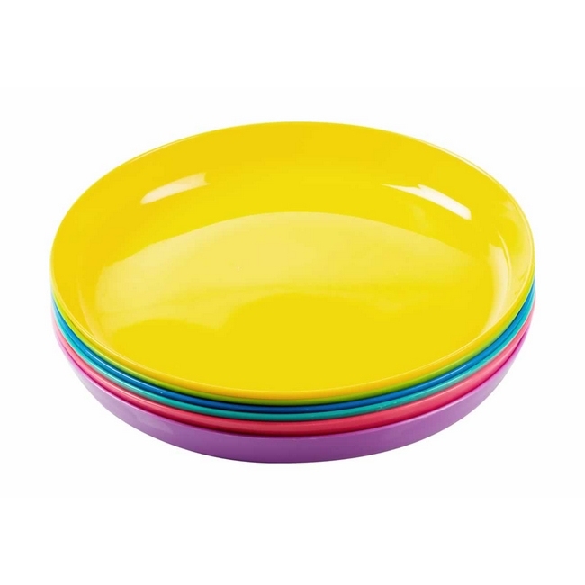 Kiddies Plastic Plates Rainbow Range 6 Assorted Colours Per Pack Pack of 10