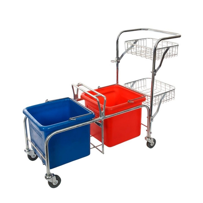SW double bucket trolley, similar to janitorial trolley, mopping trolley from volkem, linvar,.