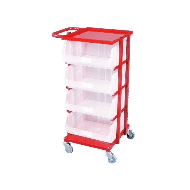 SW steel trolley, similar to steel trolley, trolley with linbins from linbin,castor and ladder.