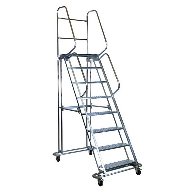 Supplywise mobile ladder similar to the Adendorff mobile safety step ladder with 12 steps, 3.85m high, steel.