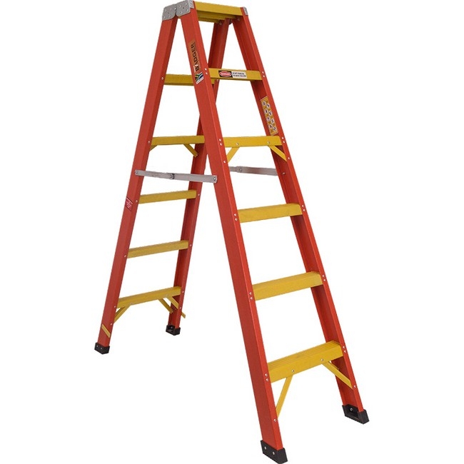 Supplywise step ladder similar to the Castor and Ladder heavy duty double sided fibreglass step ladder, 6 steps, 1.8m.