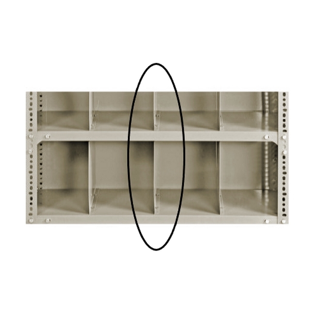 Supplywise bolted shelving shelf divider, similar to the Spode beige painted steel shelf divider for bolted shelving units.