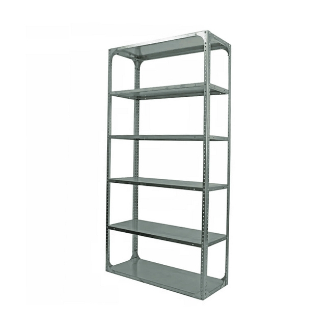 Supplywise bolt on shelving similar to the Universal galvanised steel bolted shelving unit with 6 adjustable shelves.