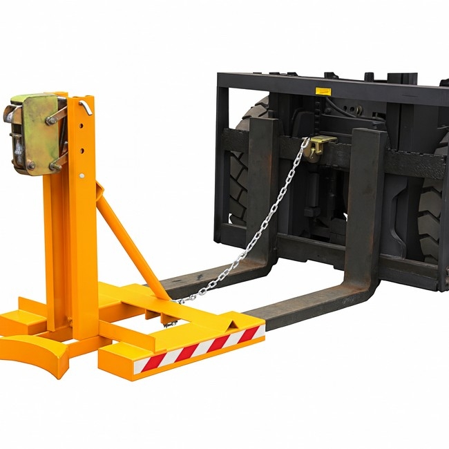 Supplywise Drum Handling Equipment similar to the Builders Warehouse yellow steel drum grab for single drum, max load 360kg, 930x670x850mm.