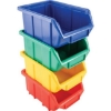 Supply Wise stackable parts storage bins with moulded label holder similar to the Game red stackable small parts bin with moulded label holder