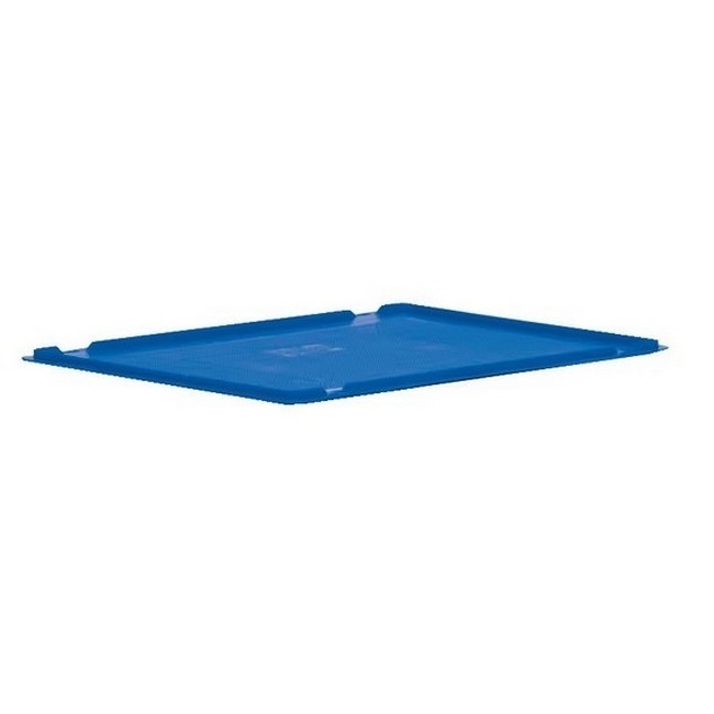 Supplywise polypropylene euro crate lid 400 x 300 mm similar to the Buco blue polypropylene euro container lid, 400×300 mm, stackable.