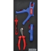 Supplywise electrician wiring tool kit with foam inlay similar to the Trojan Trolley 4-piece electricians wiring tool set in red and black foam inlay.