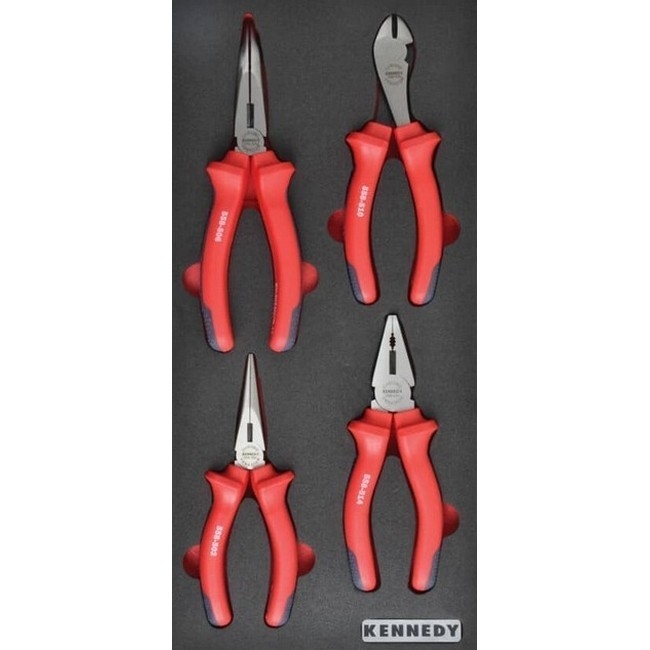 Supplywise 1000V insulated pliers set similar to the Mica 4-piece 1000v insulated pliers set with foam inlay.