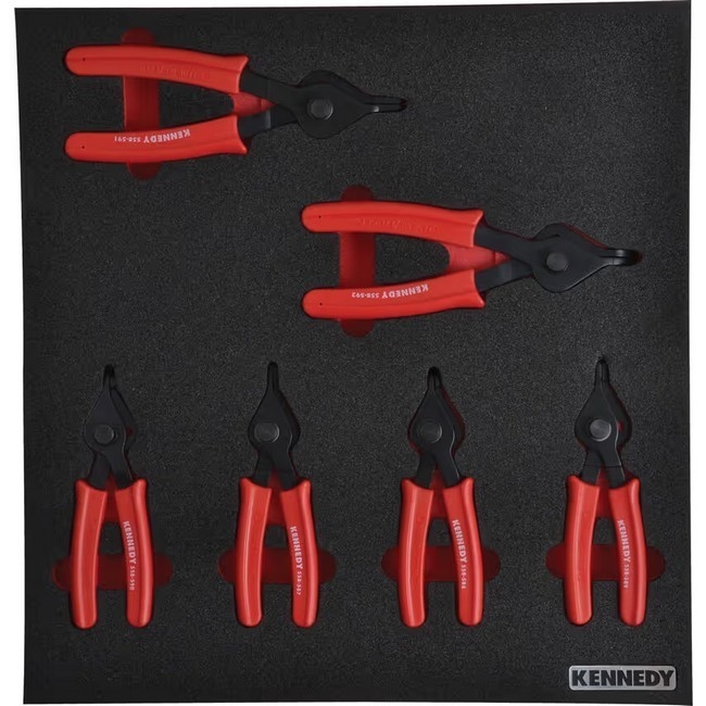 Supplywise 6-piece reversible circlip plier set similar to the Builders Warehouse 6-piece reversible circlip pliers with red foam tool inlay