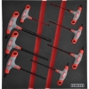 Supplywise 8 piece metric hex driver set with foam inlay similar to the Castor And Ladder 8-piece metric t-handle hex driver set in red and black foam inlay.