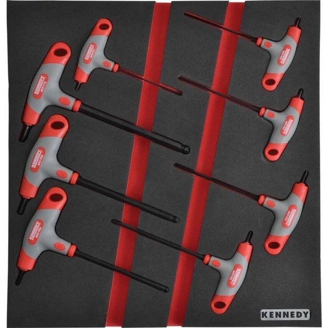 Supplywise Metric T-handle hex driver set 2.0-10.0mm similar to the Caslad 8pc t-handle metric hex driver set with red foam inlay