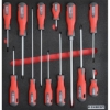 Supplywise 12-piece screwdriver set with foam inlay for tool chests similar to the Sa Ladder 12-piece screwdriver set in 2/3-width foam inlay with red underlay.