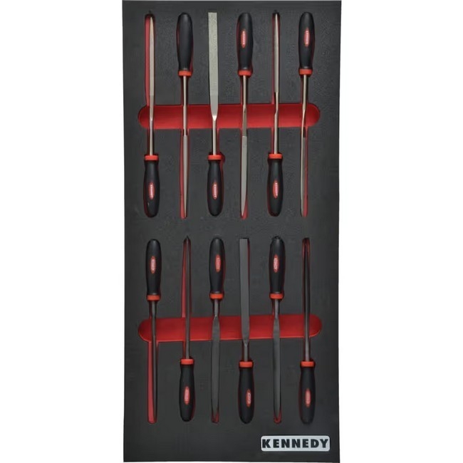 Supplywise engineers file set with foam inlay similar to the Castor And Ladder 12-piece engineers' file set in red-contrast foam inlay