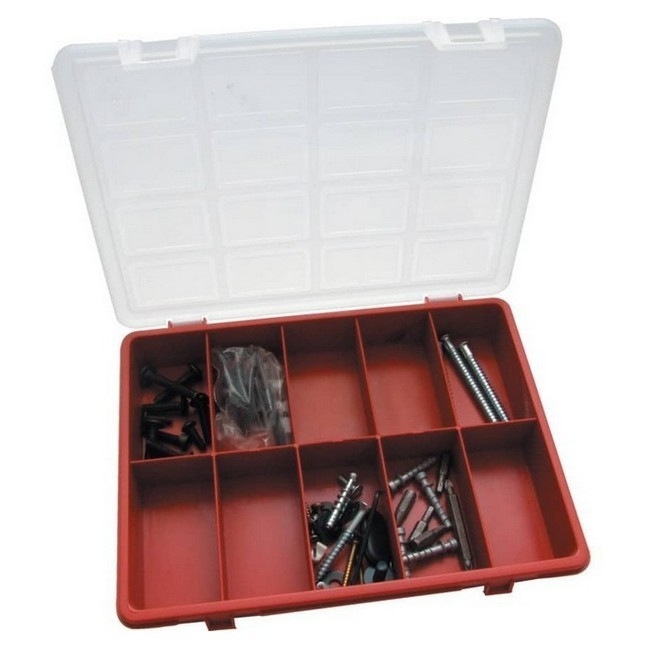 Supplywise 10-compartment plastic parts organiser for workshops similar to the Builders Warehouse 10-compartment polypropylene parts organiser 240×178 mm
