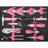 Supply Wise's 155-piece roller cabinet tool set similar to the Caslad pink six-drawer steel roller tool cabinet with 155-piece set.