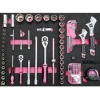 Supply Wise 155-piece roller cabinet tool set similar to the Caslad pink six-drawer steel roller tool cabinet with 155-piece set.