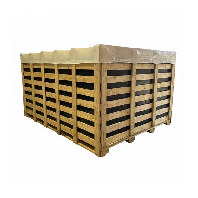 Supplywise ISPM15 certified wooden export crate 2000 x 1000 x 1000 mm similar to the Pallet Solutions ispm15 pine slatted crate 200×100×100cm, 2-way forklift entry