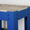 Supply Wise steel frame workbench with wood top and shelf similar to the Mica blue steel-frame workbench with wooden top and shelf