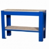 Supplywise steel workbench with wooden top 1200 x 600 mm similar to the Ryobi blue steel workbench with wooden top and lower shelf, 120 x 60 x 90 cm